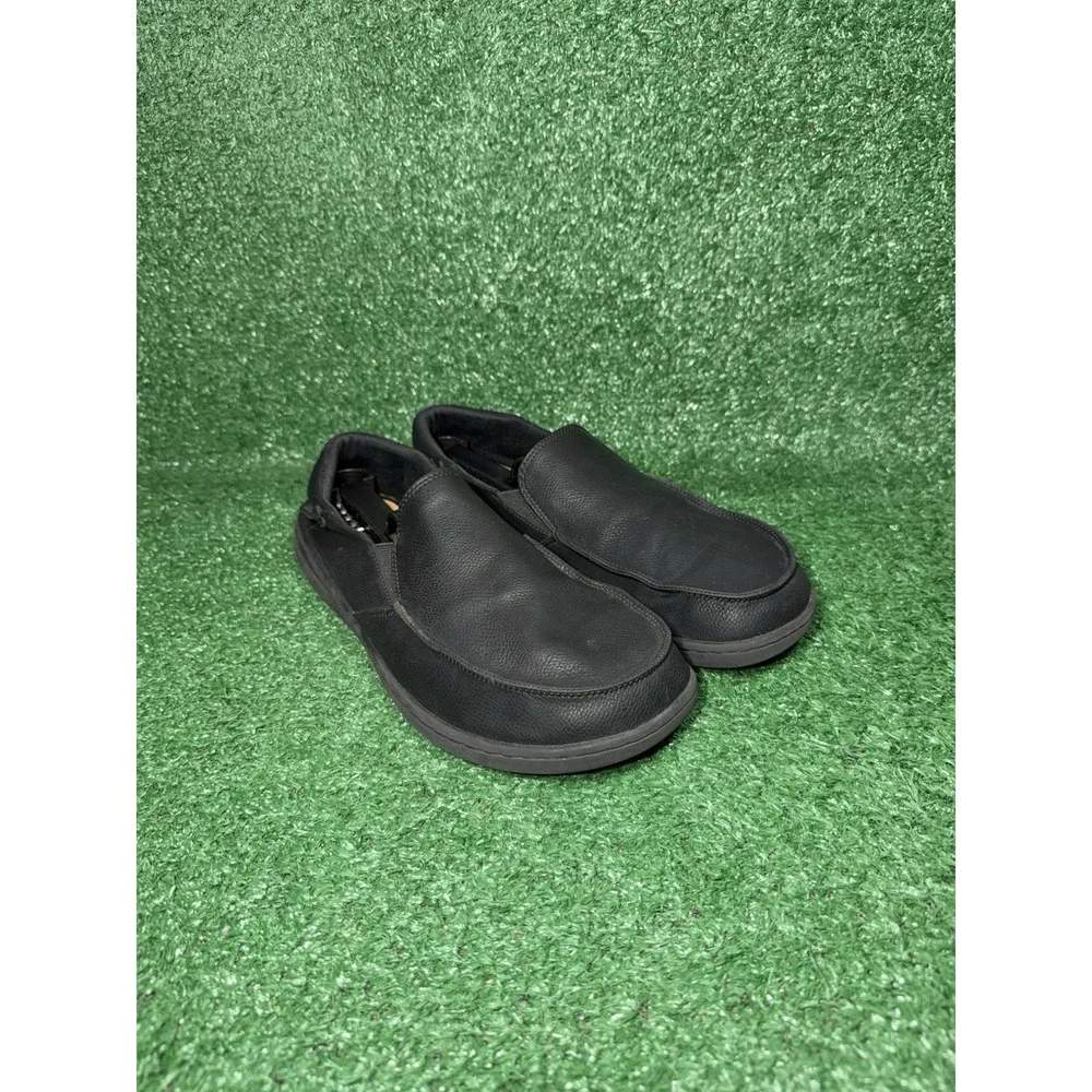 Pulltop Barefoot Minimalist Mens Size 10 Black Leather Slip On Walking Shoes
